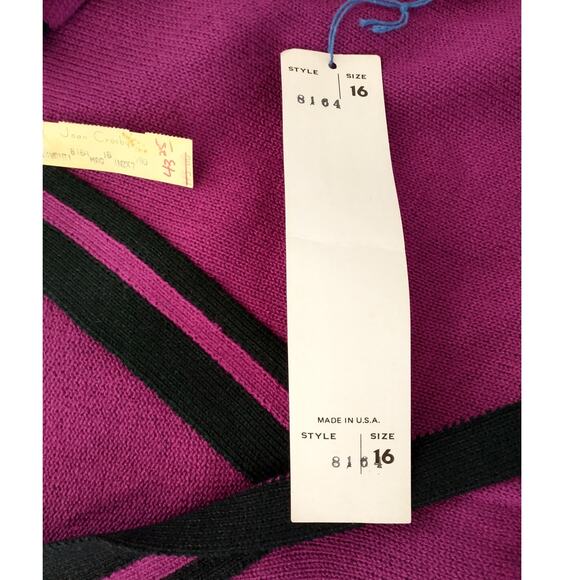Vintage Vivanti Women's Sweater Wrap Style Purple Black Sz 16 Reto - Picture 9 of 16
